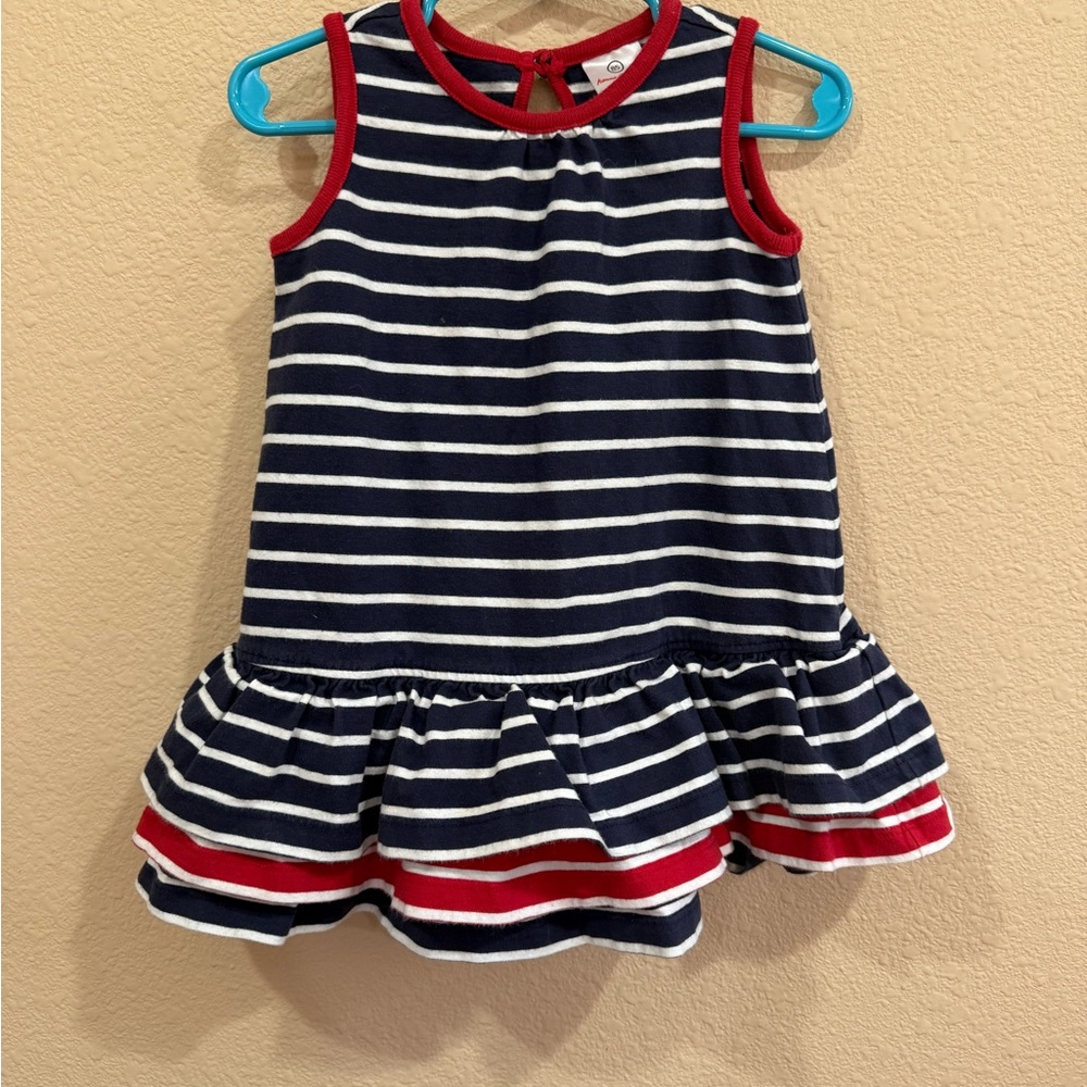 Hanna Andersson Navy and Red Striped Dress